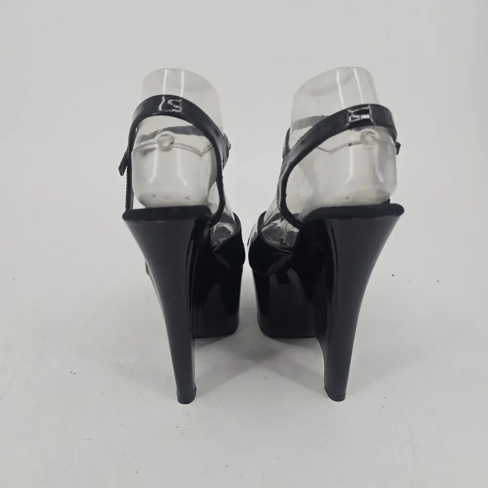Pleaser Black Faux Patent Platform 6
